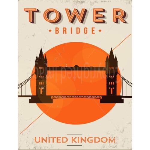 TOWER BRIDGE LARGE METAL TIN SIGN POSTER WALL PLAQUE