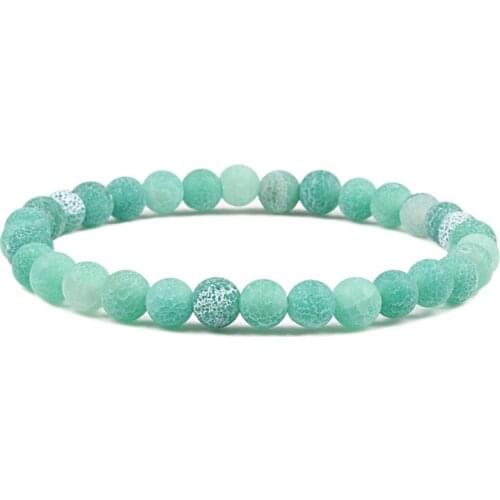 6mm Natural Colored Weathered Stone Beaded Bracelets Classic Elastic Strand Bracelet Charm Yoga Paryer Jewelry Pulseras Hombre