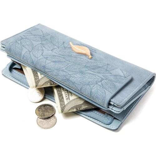 2021 Brand Women Wallet Long High Capacity Wallets Purse New Fashion Lady Three Fold Coin Purse Leaf Card Holder Carteras Mujer