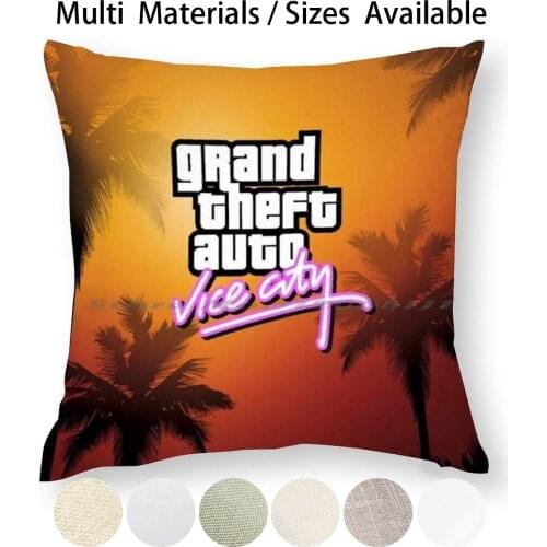 Vc Anniversary Pillow Case Throw Pillow Cover Cotton Linen Flax Vice City Grand Theft Auto San Andreas 80s Miami Retro Gaming