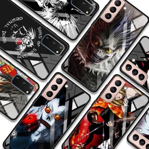Phone case For Samsung S21 S20 Ultra Plus FE S10e Lite S10 S9 S8 plus Glass Bumper Soft Fundas Death Note L