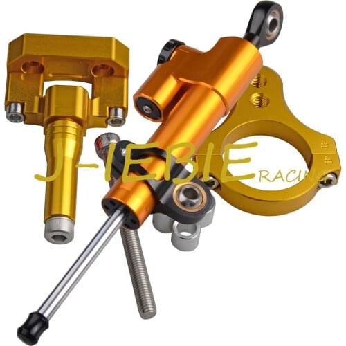 CNC Steering Damper Stabilizer and Gold Bracket Mounting For Yamaha YZF R3 2013-2015 2014