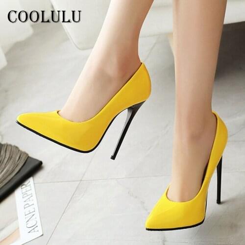 COOLULU 2021 Spring Extreme High Heels Pointed Toe Women Shoes Stiletto Heel Party Pumps Ladies Footwear Sexy White Big Size 48