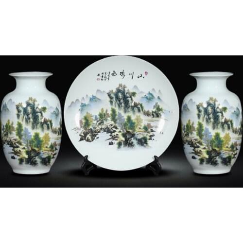 Jingdezhen Ceramic Vase Modern Three Piece Set Vase Flower Vase Chinese Living Room Decoration Accessories vase decoration home