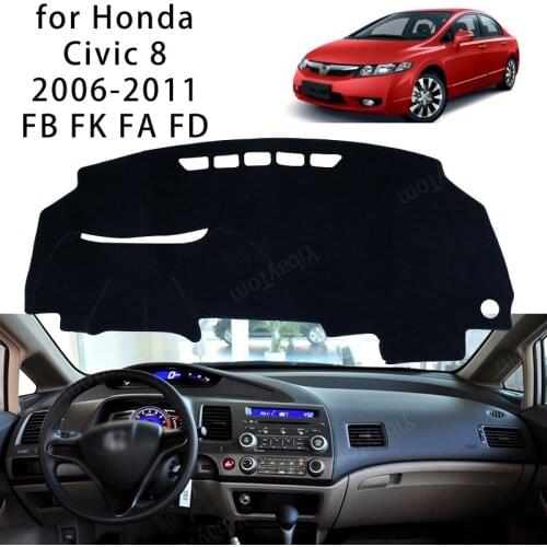For Honda Civic 8 2006-2011 FB FK FA FD Console Dashboard Suede Mat Protector Sunshield Cover