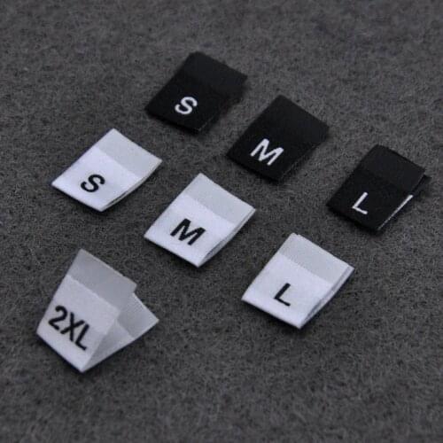 DoreenBeads 100PCs White Black S-4XL Size Polyester Cloth Garment Labels & Tags For Clothes Bags Shoes Accessories 3.5*1.2cm