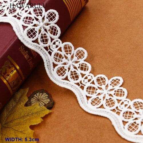 HAWARM 20Yard High Quality Water Soluble Milk Silk Embroidery Bar Code African Lace Fabric Ribbon Diy Wedding Skirt Sewing Trim