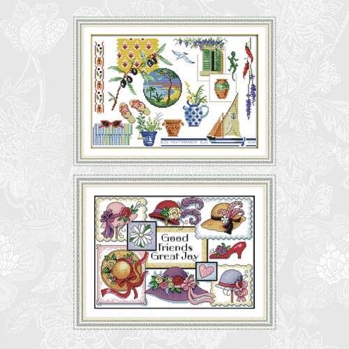 Good Friends Great Joy Cross-stitch Printed Canvas Cross Stitch Schemes Potted plant DIY Handmade Embroidery Thread Sets