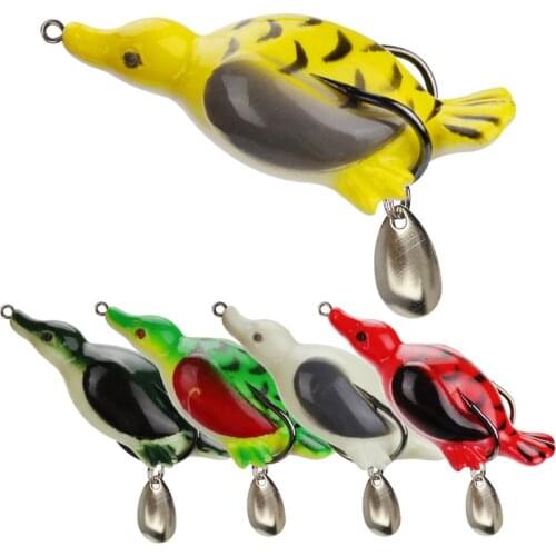 Simulation duck modified lures bait double hooked black fish soft bait 7cm/11g with sequins simulation bait swimbait topwater