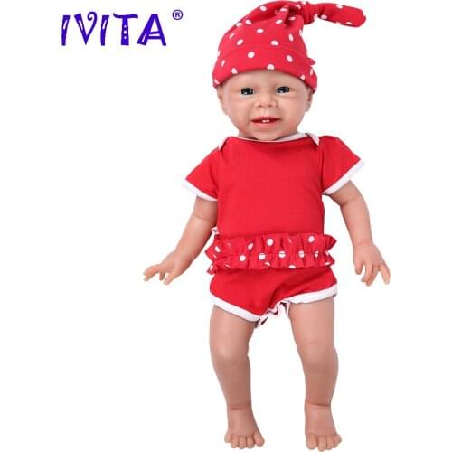 IVITA WG1516 48cm 3.4kg Realistic Silicone Reborn Doll Newborn Baby Girl Infant Toddler Lifelike Skin Soft High Quality Toy