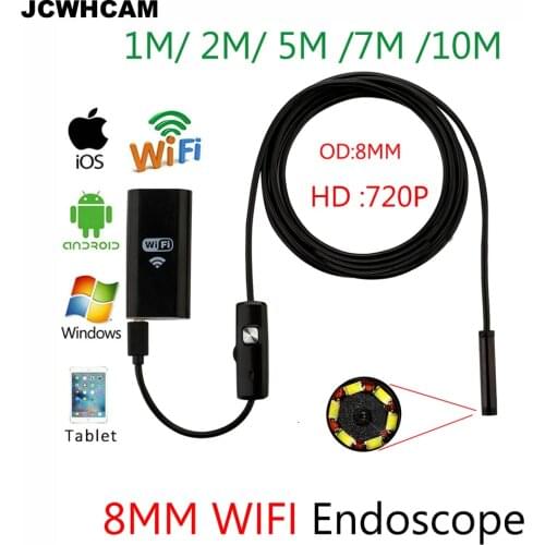 JCWHCAM 1/3/5/7M Wifi Endoscope Camera Android 720P For Iphone Borescope Waterproof Camera Endoscopie Android Boroscope Camera