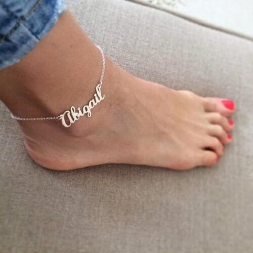 Card Package Custom Nameplate Ankle Bracelet Femme Personalized Name Anklet Stainless Steel Leg Chain Daily Wearing Foot Jewelry