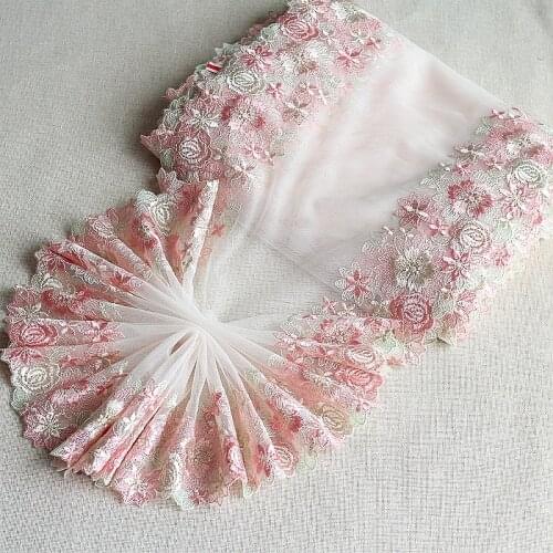 MLAEY 2Yards Pink Exquisite Embroidered Flower Lace Trim High Quality Lace Fabric DIY Craft&Sewing Dress Clothing Accessories