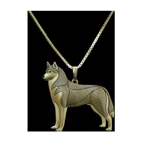 Siberian Husky legend - Gold and silver pendant and necklace jewelry Simple abstract animal