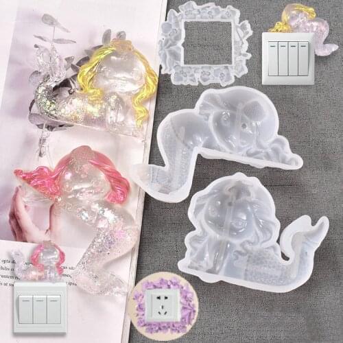 Meimaid Cartoon Switch Cover Resin Mold Room Decor DIY Tools Handmade Vintage Flower On-off Switch Decorative Silicone Molds