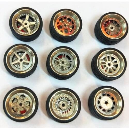 1:64 Cars Wheels Tire Model Toys Vehicle Modification Parts Alloy Wheels Rubber Tires Model Toys Car Accessories Models For Kids