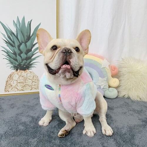 Fashion French Bulldog Colorful Coat Winter Warm Pet Dog Clothes For Small Medium Dogs Jacket Outfit Chihuahua Costume YHC57