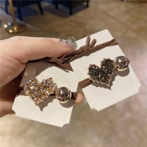 Fashion Rhinestone Elastic Hairbands for Women Simple Geometric Letter Hair Circle Scrunchie Pearl Ponytail Holder Hair Rope