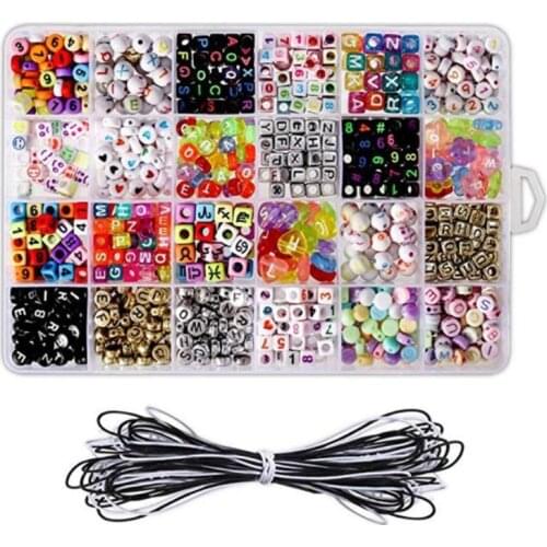 Acrylic Beads Set Children Toys Accessories Girls Mix Color Spacer Beads Kids DIY Bracelet Jewelry Making