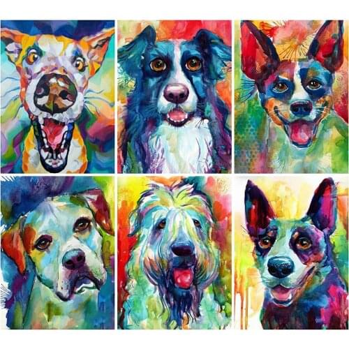 Diamond Embroidery colorful Dog Craft Kit 5D DIY Diamond Painting Animals Rhinestone Picture Home Decoration Gift