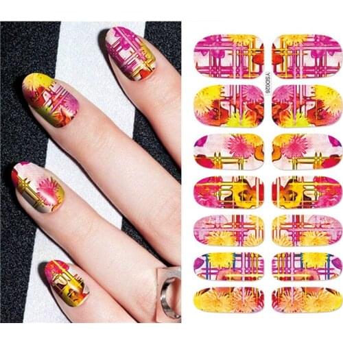 1 sheet DIY Nail Art Water Transfer Stickers Ink Painting Flower slider adhesive Watermark Decals Women Beauty Wedding Nails