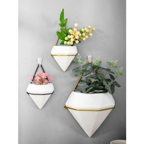 Wall-mounted flower pot wall-mounted green dill indoor creative hydroponic ceramic hanging orchid succulent plant pot LB52626