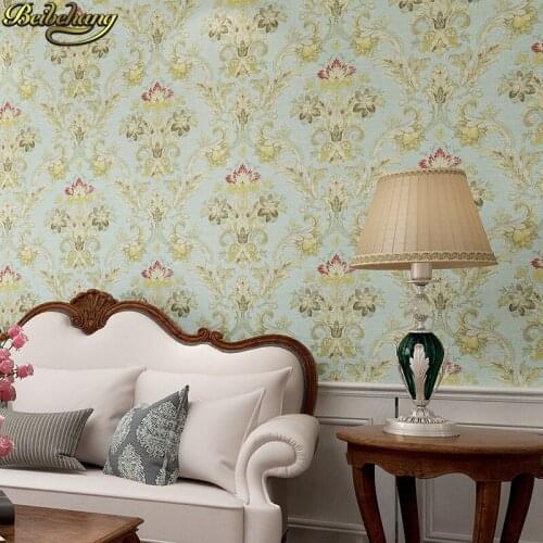 Beibehang American retro Wallpaper Roll Desktop Living Room 3D Wall paper home decor TV Background green wallpaper for walls 3 d