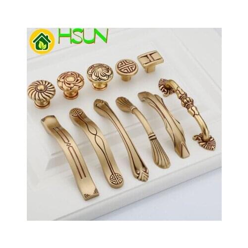 Pure Copper Solid Handle Classical Chinese Style Shoe Cupboard Handle Thickening Wardrobe Door Pull Hardware Parts Doorknob