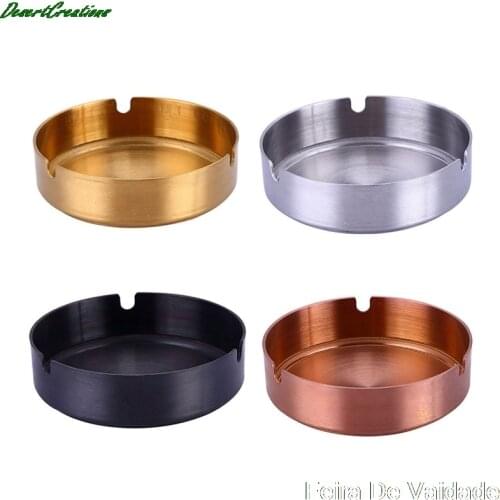 1pc Stainless Steel Gold-plated Ashtray Cigar Ashtray Ash Tray Cigarette Rest Holder Home Practical Smoking Accessories