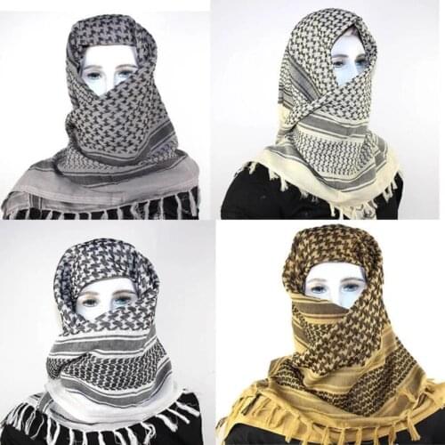 Tactical Military Scarf Men Winter Windproof Muslim Hijab Shemagh Hunting Desert Arabic Keffiyeh 100% Cotton Hunting Accessories