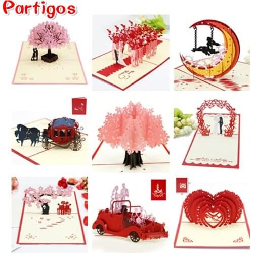 I Love You 3D Pop-Up Cards 2021 Valentines Day Gift Postcard with Envelope Wedding Invitation Greeting Cards Anniversary for Her