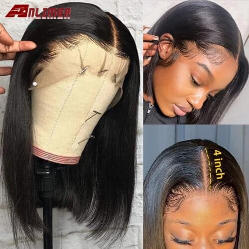 Straight Bob Wig Short Lace Front Wig Human Hair Pre Plucked HD Transparent Lace Wig 8-16 Inch Blunt Cut Lace Wig 180 Density