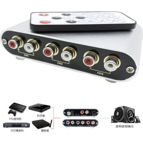 DYKB 3 Input 1 Output / 1 Input 3 Output AV switcher RCA Audio Signal Selector Remote Switch For Amplifier with Remote Control