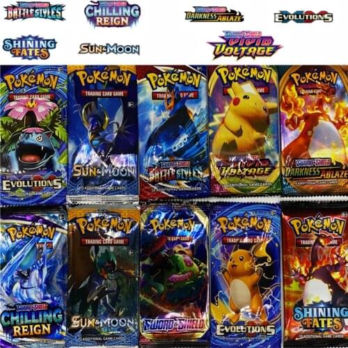 Random 2 bags Pokemon card blind bag English collection card animation game battle Spitfire dragon Pikachu toy card