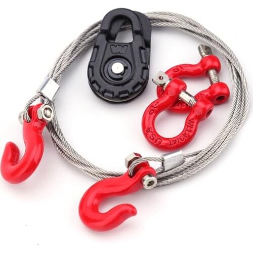 3 in 1 RC Truck Rescue Equipment Winch Snatch Block D-Ring Trailer Shackles Hook Tow Chain Kit for 1/10 RC Rock Crawler Car