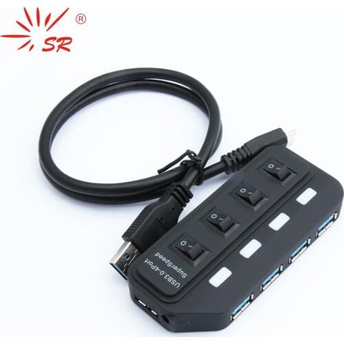 SR High Speed And Quality Extended 4 Ports USB 3.0 Hub High Speed Multiple Interfaces With Independent Switch for PC Computer