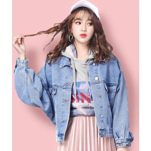 Student Fashion Cowboy Short Coat Loose Korean Long Sleeve Denim Jacket Top Spring Autumn Casual Tooling Women Chaqueta Clothing