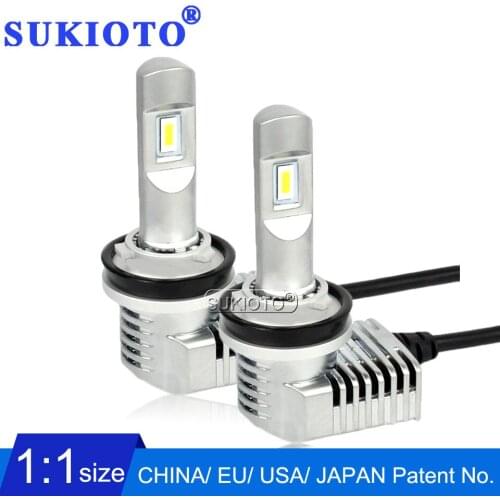 SUKIOTO 2PCS LED Headlight H7 H11 H8 HB4 HB3 9004 5202 H16EU Auto Headlamp Bulbs 5 Patent LED 6500K 40W Car Styling accessories