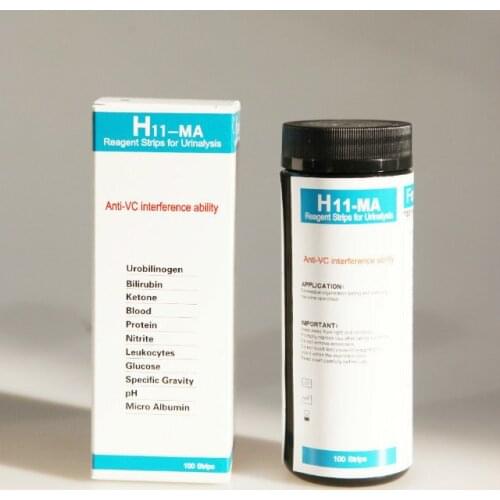 URS-11MA urobilinogen, bilirubin, ketone, blood, protein, nitrite, leukocytes, glucose, specific gravity, pH, micro albumin