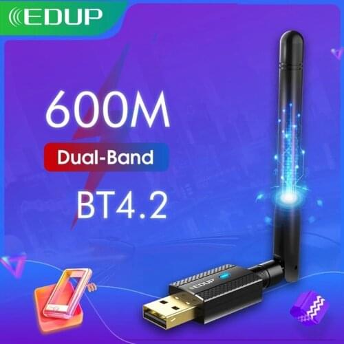 EDUP 600M USB WiFi Bluetooth Adapter BT4.2 Dual Band 2.4Ghz/5Ghz Wireless Network Card Receiver 802.11b/n/g/AC For PC Laptop