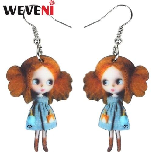 WEVENI Acrylic Poor Beauty Blond Girl Earrings Dangle Drop Unique Design Jewelry For Women Girls Lovers Charms Gift Decoration
