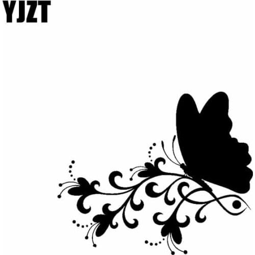 YJZT 17.8CM*14.7CM Romantic Butterfly Nifty Vinyl Decal Car Sticker Cool Black/Silver C19-0601