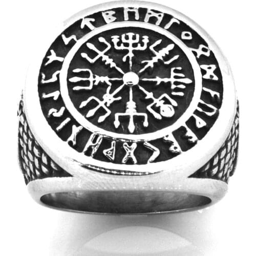 FANSSTEEL Stainless Steel Jewelry Geometrical Triangle Letters Helm of Awe Viking Aegishjalmur valknut Ring FSR14W75