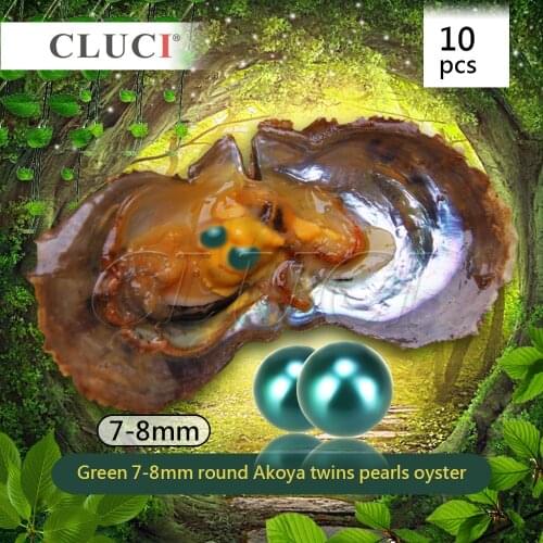 CLUCI Fine Jewelry 7-8mm Real Christmas Green AKOYA Pearl in Oyster, 10pcs/pack, 20 pearls can get For Handmade Necklace WP285SB