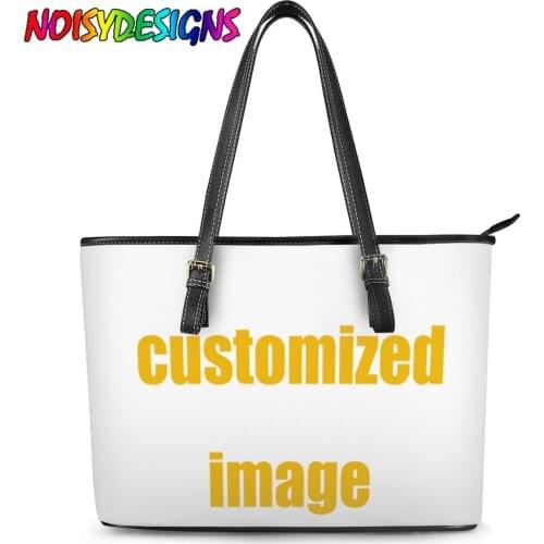 NOISYDESIGNS Customized Image Logo Name on the Personalized PU Leather Women Bags Handbags Shoulder Bag Ladies Bolsos Custom