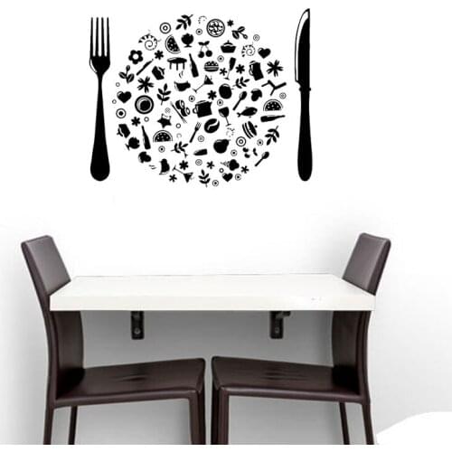 ZOOYOO All Kinds Of Food Creative Pattern Design Wall Stickers Cutlery Wall Decals Waterproof For Dining Room Decoration