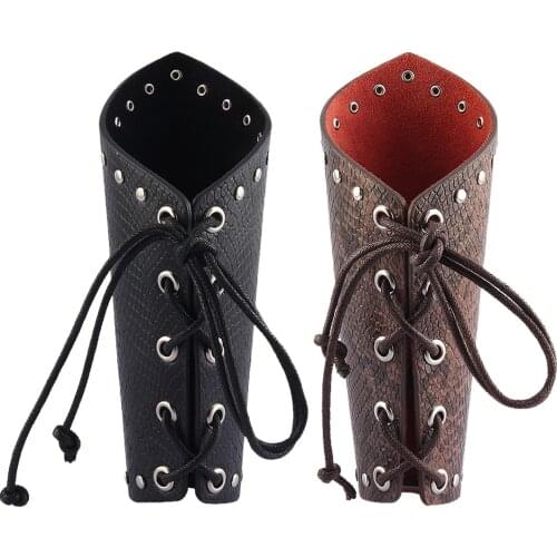 1pcs Female Male Punk Rock Gothic Leather Wrist Bracer Guards Arm Protector Wristband for Cosplay Kids Halloween Fancy Dress