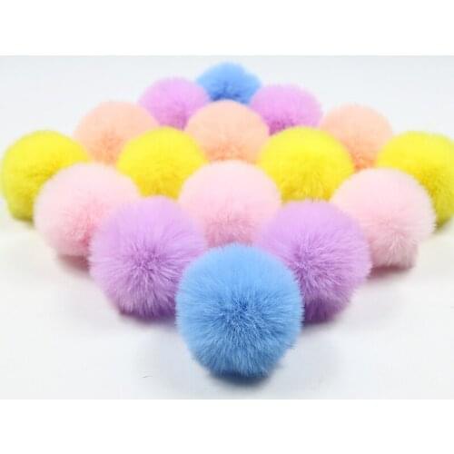 10 PCS DIY Custom Multicolor Faux Fur Pompom Hair Ball 5cm Small Pompon Rubber Band Hats Clothing Accessories Christmas Makeup