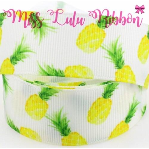 16mm-75mm Different Pineapple Patterns Printed Grosgrain Ribbon/Foe DIY Christmas Decoration Webbing 50 yards/roll
