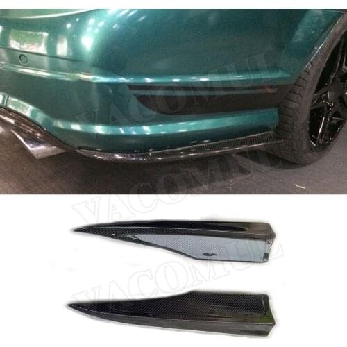 For C Class Carbon Fiber Rear Bumper Lip Splitters Aprons For Benz W204 C63 AMG 2009 - 2014 FRP Back Bumper Flaps Car Styling